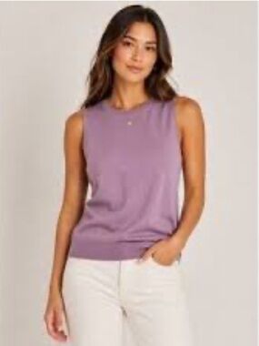 Pact Lavender Crewneck Muscle Tank Large